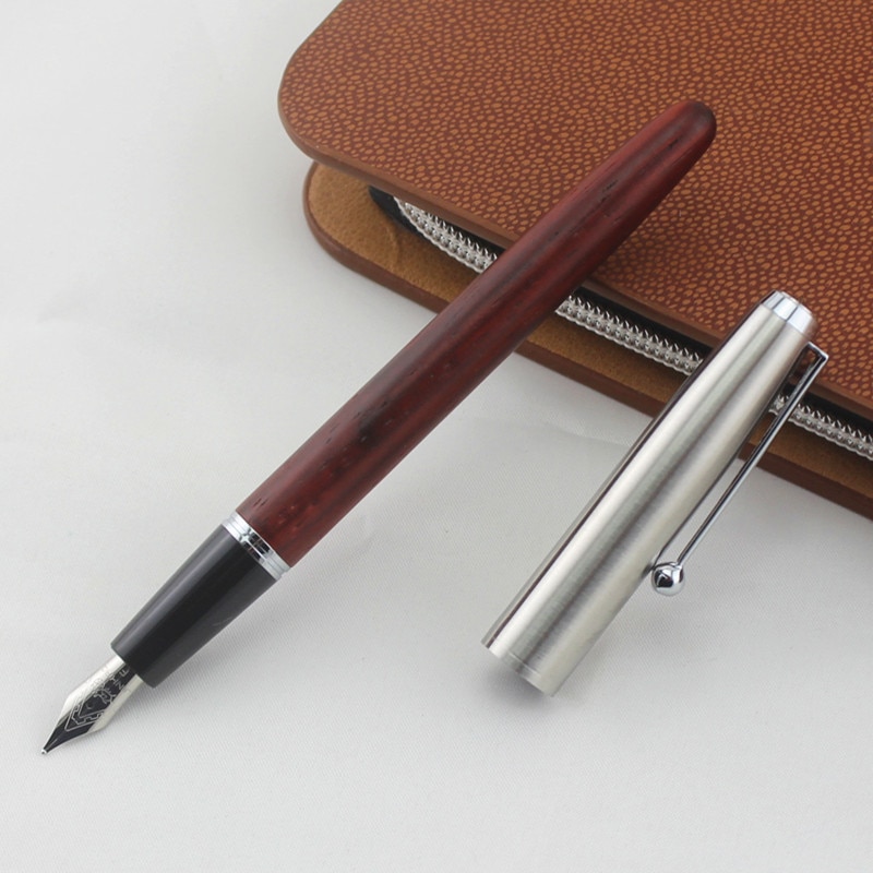 JINHAO metaal Hout Vulpen fijne kantoorbenodigdheden 0.38/0.5/1.0/0.8mm penpunt Schrijven inkt Pennen voor relatiegeschenk etui