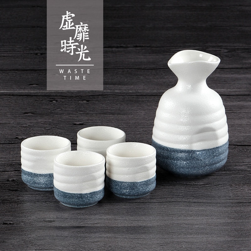 Bouteille de saké japonaise en céramique émaillée flocon de neige, pot chaud à vin, plateau, fiole en poterie, tasses, service à saké, service à vin blanc chinois
