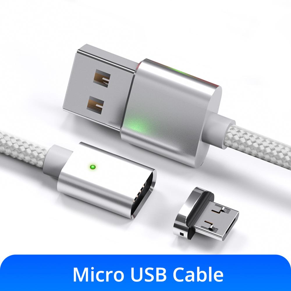 Anmone magnetische kabel snellader micro usb kabel 1m android datakabel magneet oplaadkabel voor mobiele 2m snellaadkabel: Witte microkabel / 2m