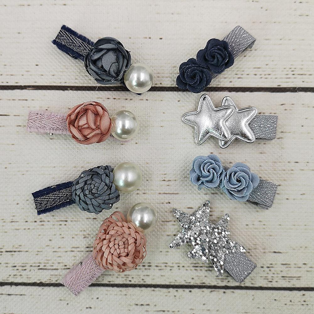 Girls Pearl Hair Pins Korean Hair Accessories Princess Headdress Sequins Flower Barrette Stick Hairpin Kids Sweet Hair Clip