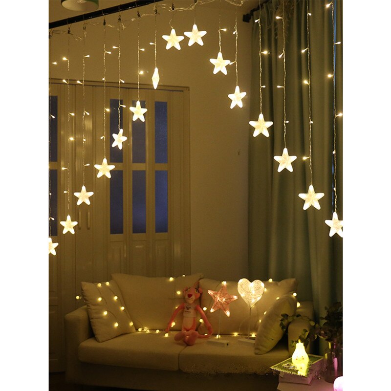 3m 16 led stjerne gardin string lys jule fe lys krans led bryllup hjemme fest bursdag krans dekorasjon eu