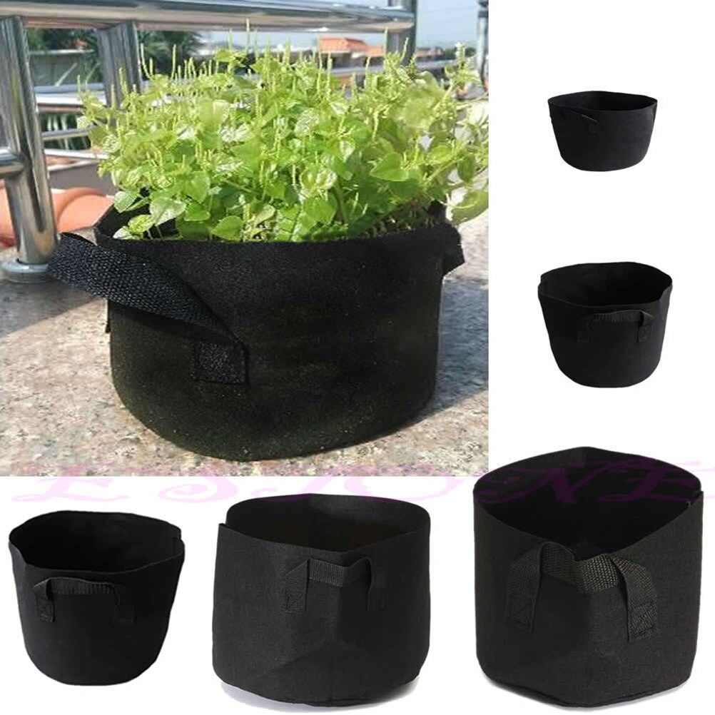 Ronde Zwarte 1-10 Gallon Plant Pouch Wortel Container Grow Bag Beluchting Container Kwekerij Potten Non-wovens potten 5 Maten