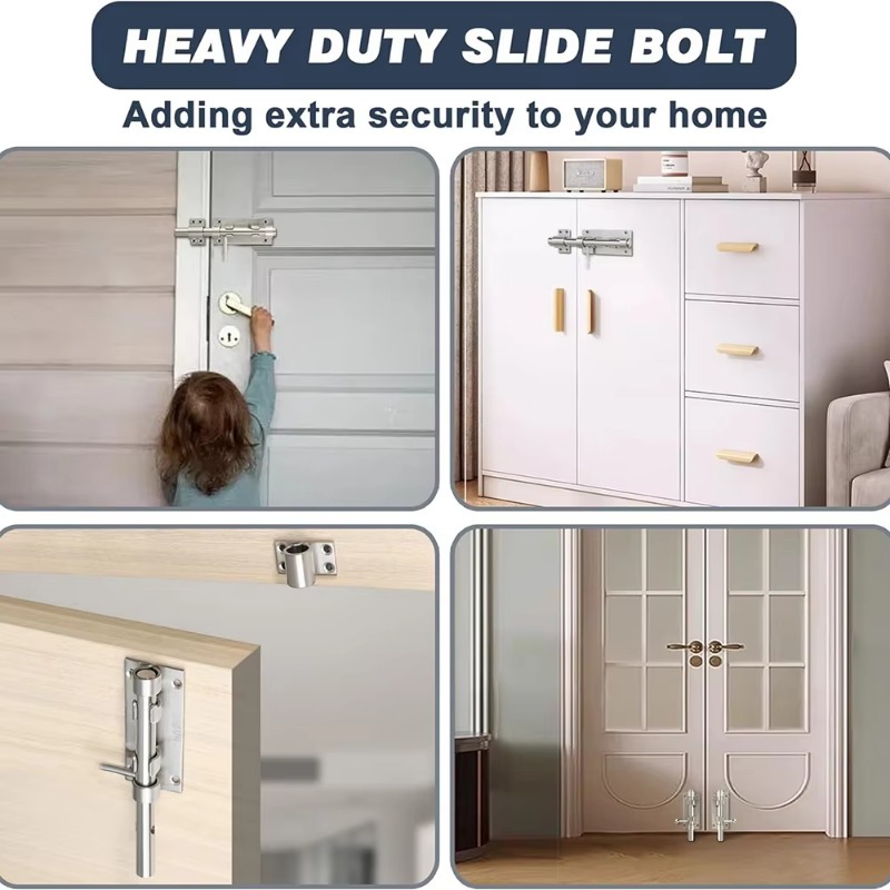 Stainless Steel Door Lock Small Security Door Bolt Window Latch Heavy Duty Sliding Gate Tower Bolts Latch Catch Home Bolt Locks