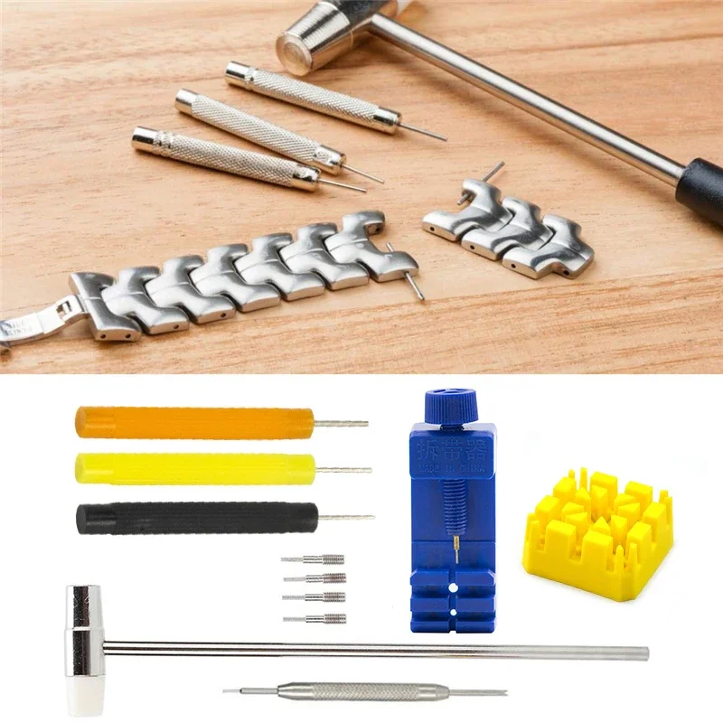11-delige horlogereparatieset Horlogelinkband Spleetband Armband Ketting Pin Remover Richter Tool Kit voor professionele horlogemaker