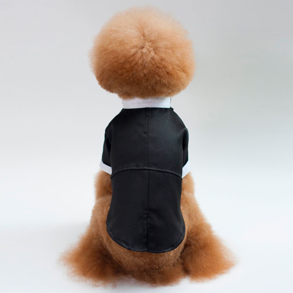 Gentleman Dog Shirt Puppy Pet Dog Clothes Pet Small Dog Cat Suit Bow Tie Costume Cat Wedding Shirt Formal Tuxedo with Black Tie