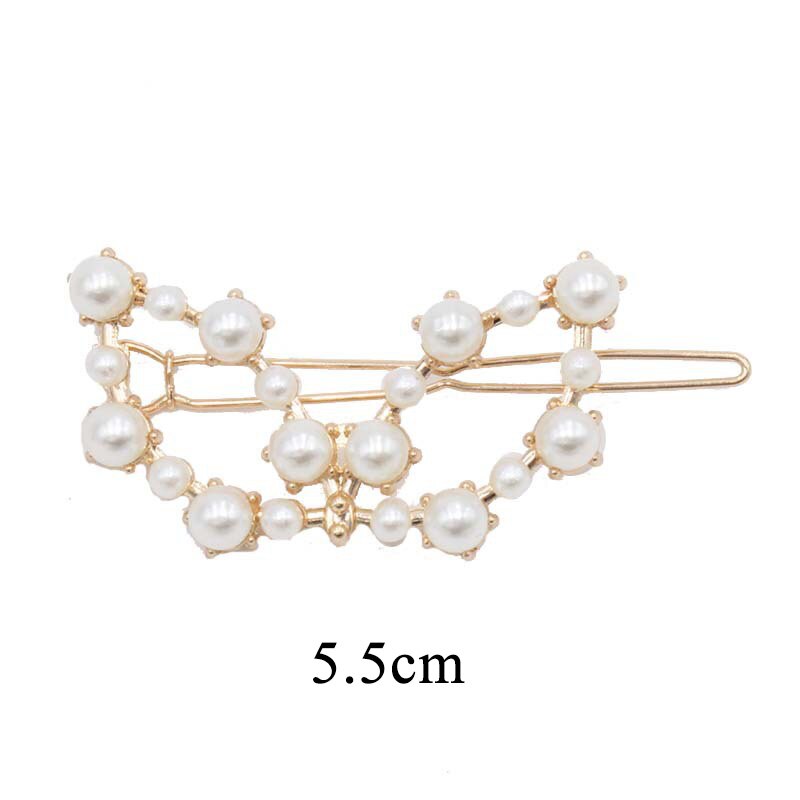 Pinza de pelo con perlas de imitación para mujer, broches de pelo hechos a mano con broche de estrella y corazón, accesorios geométricos para el cabello de Corea, 1 ud.: butterfly