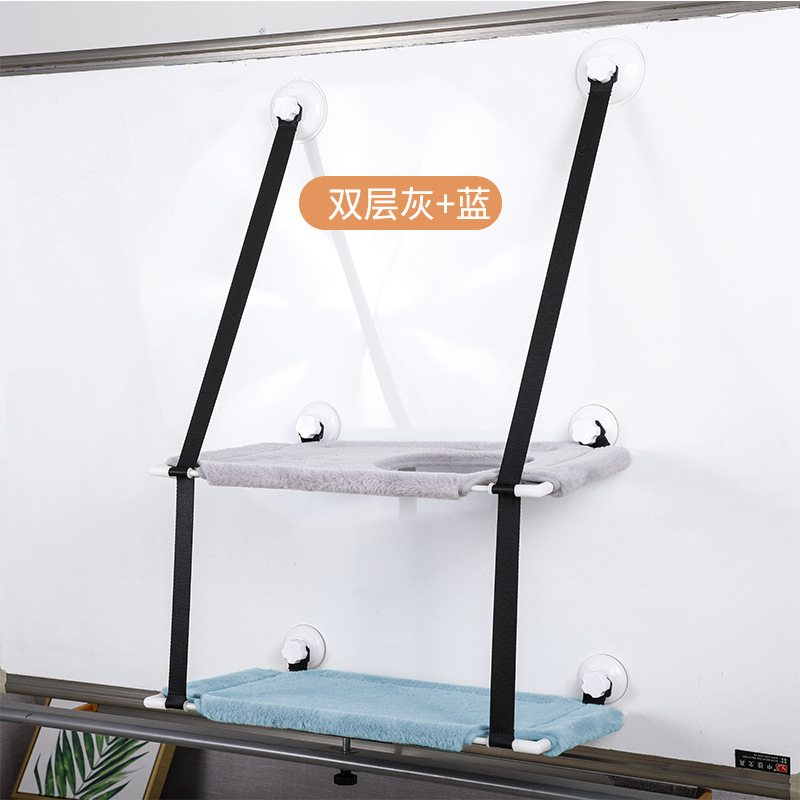 Cute Pet Cat Window Seat Hammock Window Bed Living Room Suction Cup Wall Hanging Pet Breathable Bearing 20kg Cat Hammock: Gray Sky blue