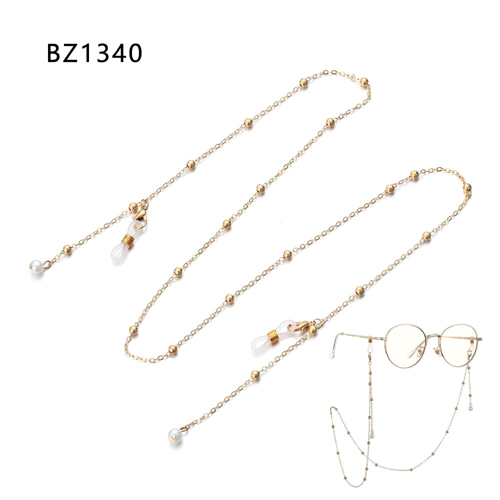 Soporte antideslizante para gafas de sol, cadena de lente de Metal, collar con perlas y estrellas, accesorios para gafas: BZ1340