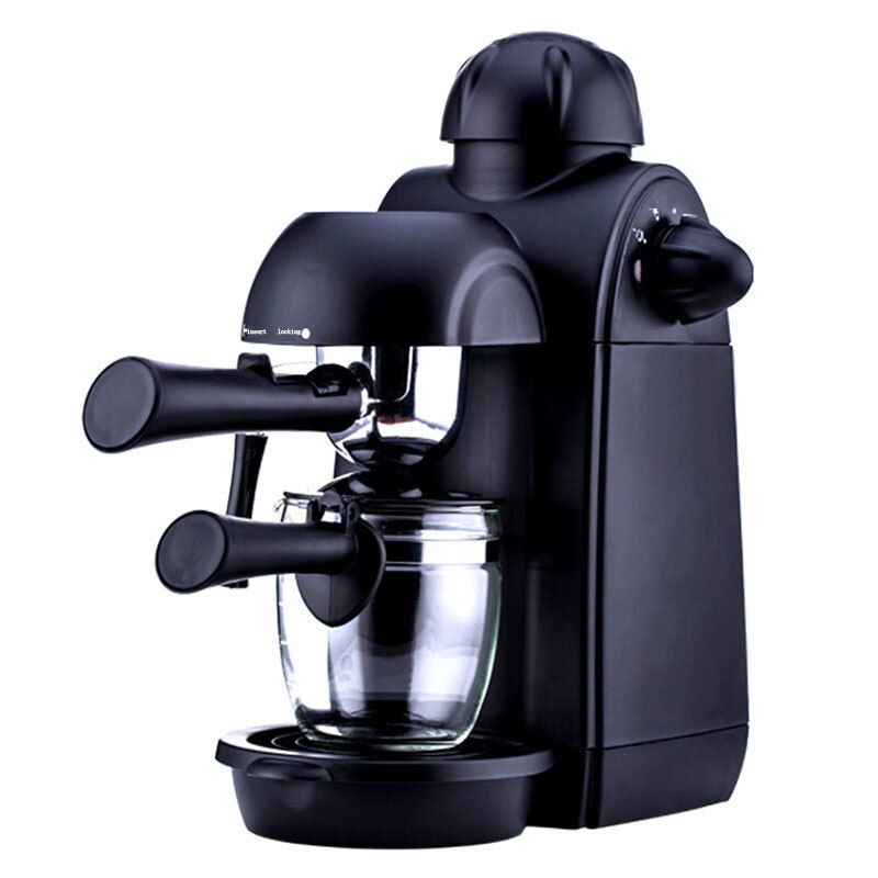 Domestic Small Coffee Machine Italian Commercial Semi-automatic Steam Pump Press Milk Frother Black Grinding Black