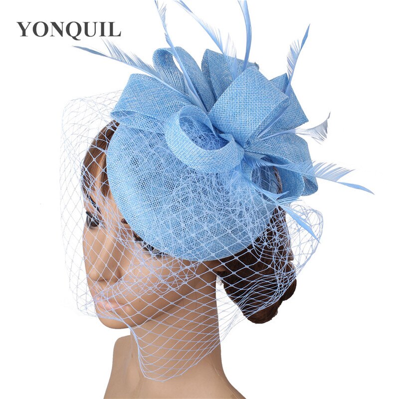 Bruid Bruiloft Witte Hoofddeksel Elegante Dames Mariage Mesh Tovenaar Hoed Fancy Veils Chapeau Cap Mode Kerk Hoofddeksels Womens
