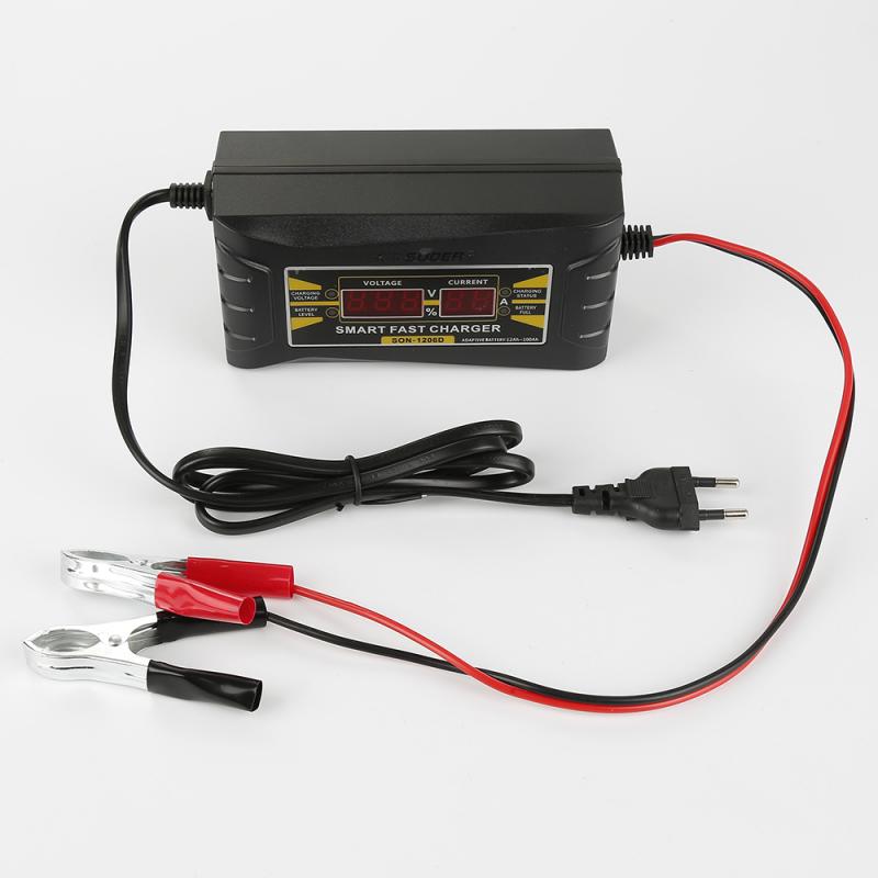 12V 6A EU/US 110-240V AC Input Automatic Smart Battery Charger Maintainer Desulfator for Lead Acid Batteries Car Battery Charger
