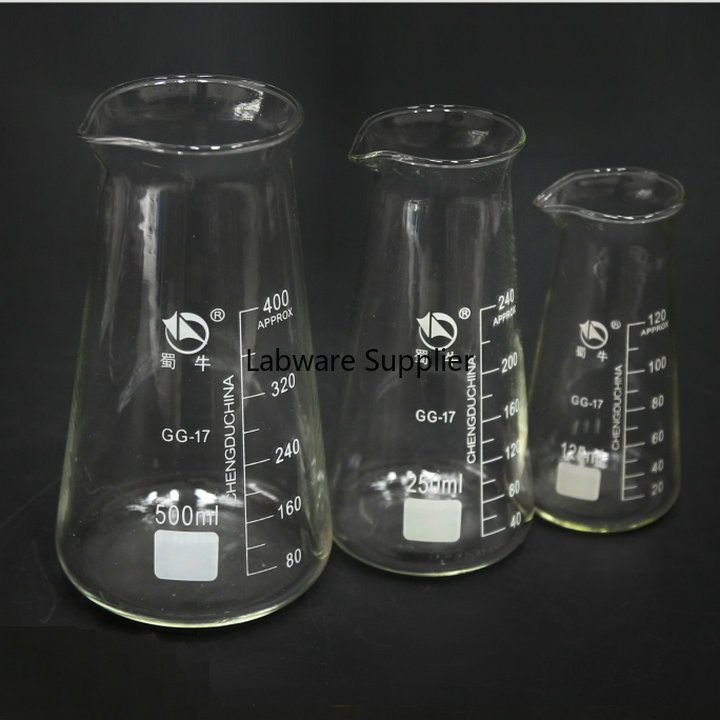 2pcs/set 125ml, 250ml, 500ml Glass Beaker for Conical Glass Beaker, Borosilicate Glass Triangle Beaker for Lab Glassware