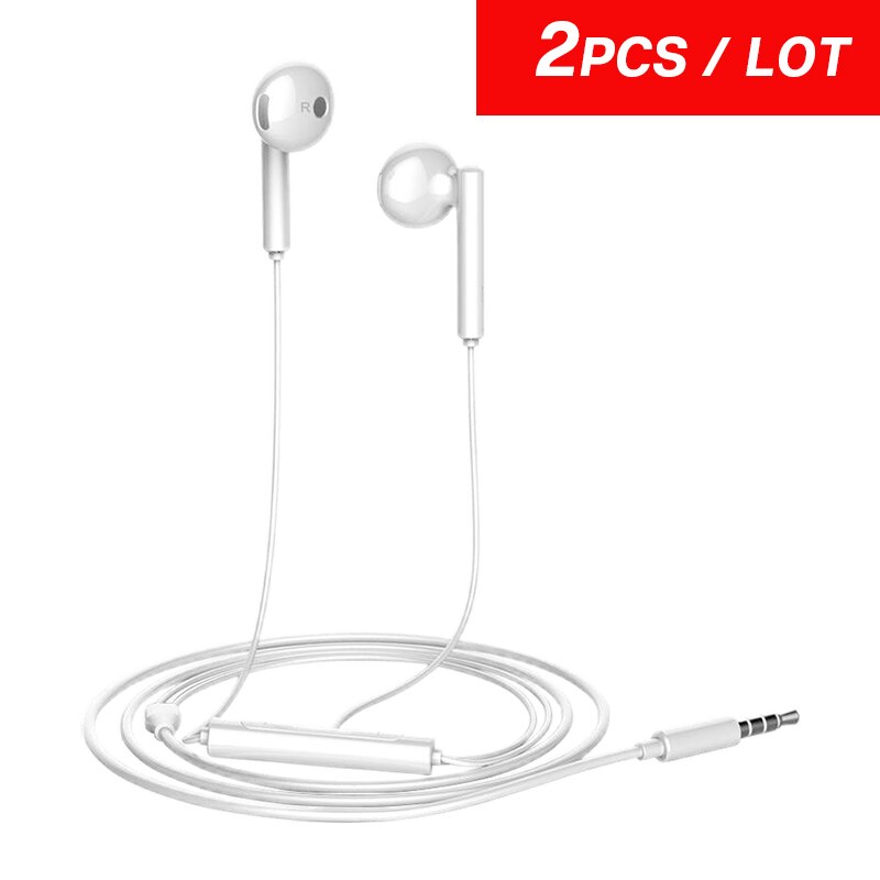 Huawei Honor AM115 Headset Met 3.5 Mm In Ear Oordopjes Oortelefoon Speaker Bedrade Controller Voor Honor 9X 20 Lite: 2PCS AM115 White