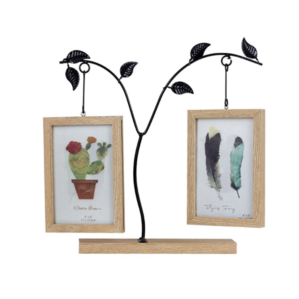 Iron Hanging Double Photo Frame Iron Photo Frame Photo Frame Desktop Adornment: Default Title