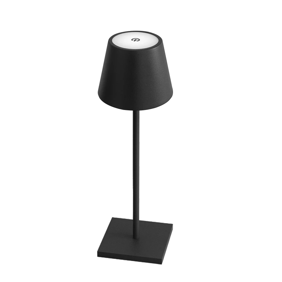 LED-tafellamp Aanraaksensor Oplaadbaar Desktop-nachtlampje Draadloze leeslamp voor Restaurant Hotel Bar Slaapkamer Decor Licht: Black
