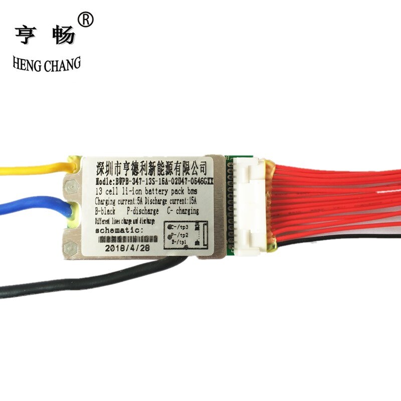 13s bms 48v litiumbatteri bms laddningsspänning 54.6 15a bms pcm