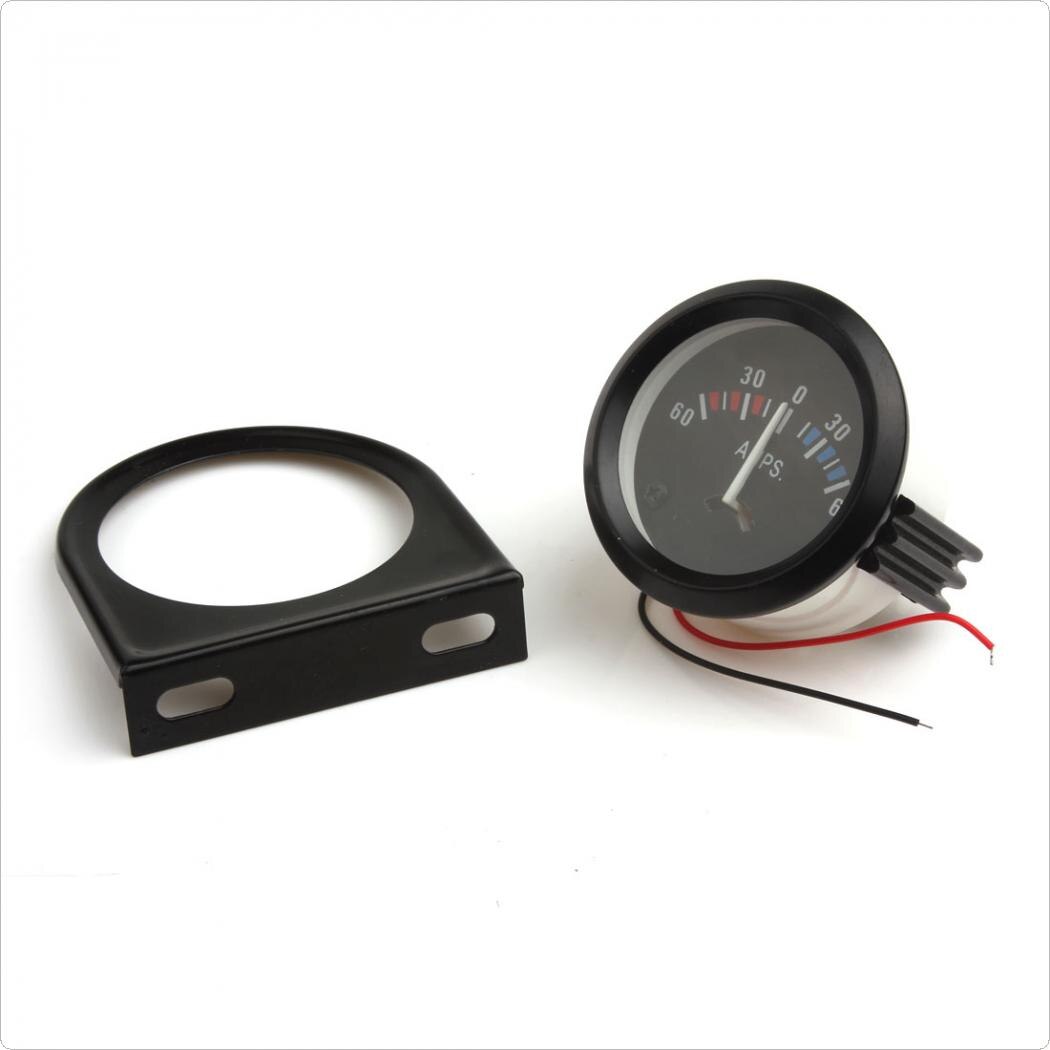 2 tommer  (52mm)  universal amperemeter 60-0-60 amp gauge meter + voltmeter gauge bil / båd / lastbil / atv / amp meter auto gauge