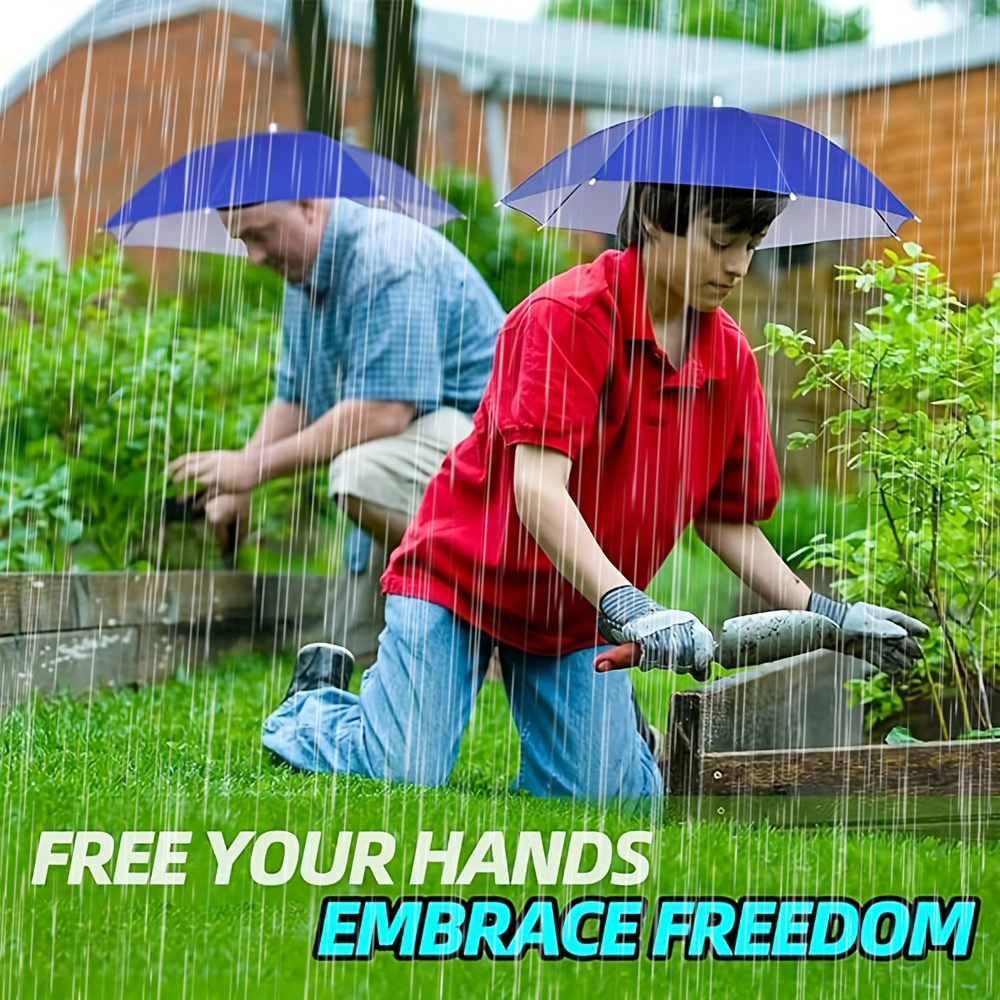 Paraguas plegable para la cabeza, sombrero de pesca portátil impermeable de 55CM, sombrero de lluvia manos libres para senderismo, Camping, paraguas de camuflaje para adultos