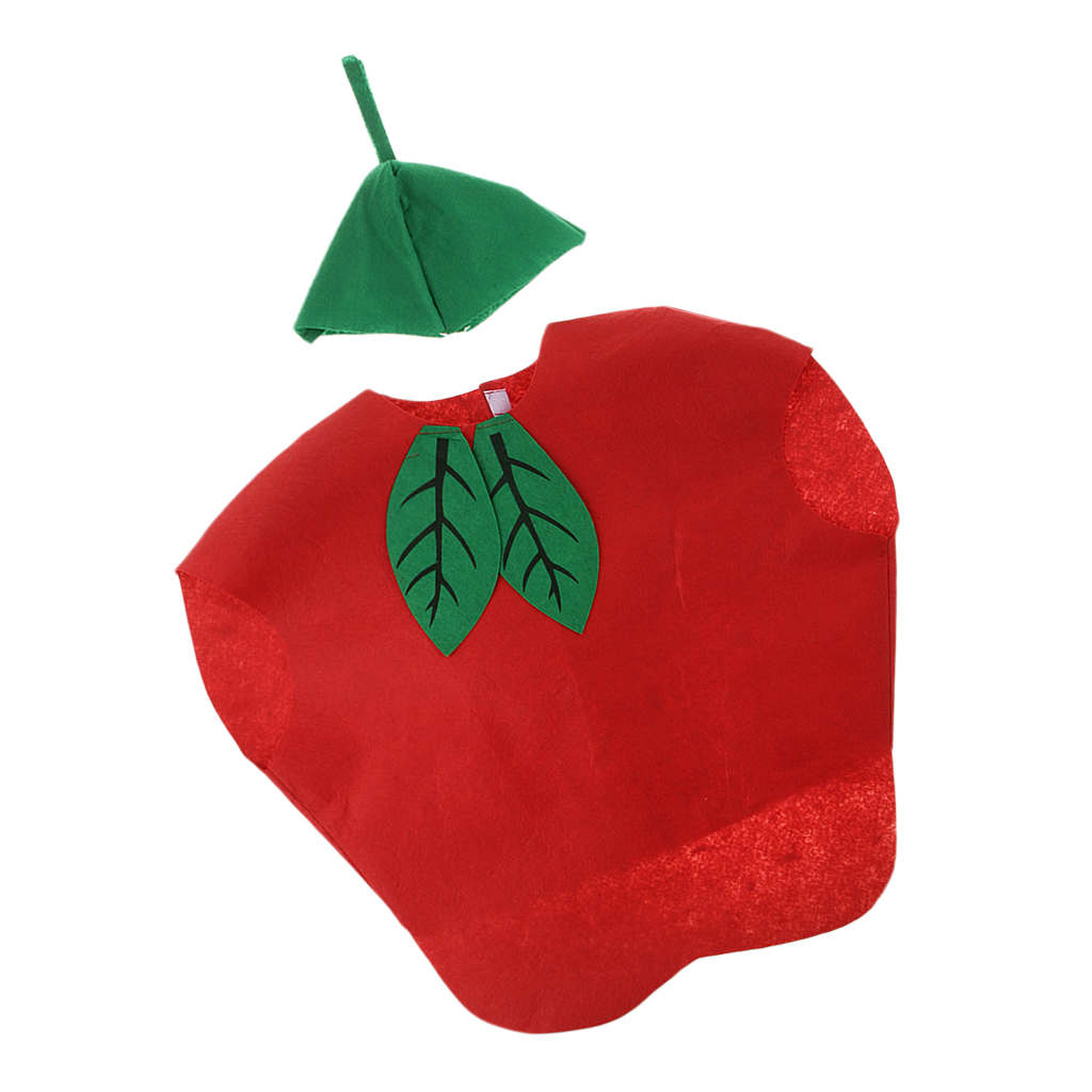 Barn xmas børn et stykke æble kostume cosplay frugt outfit fest fancy kjole røde jakkesæt med hat: Æble