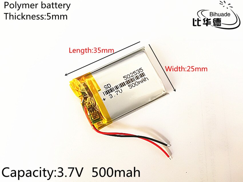 3.7V lithium polymer battery 052535 502535 MP4 MP5 DIY / toys 500MAH