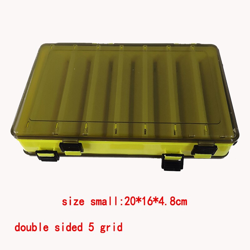 Aquarium Outdoor Large-capacity Fishing Tackle Box Double-decker Sub-bait Box Portable Bait Fishing Gear Storage Box Fish Tank: Size-small Yellow