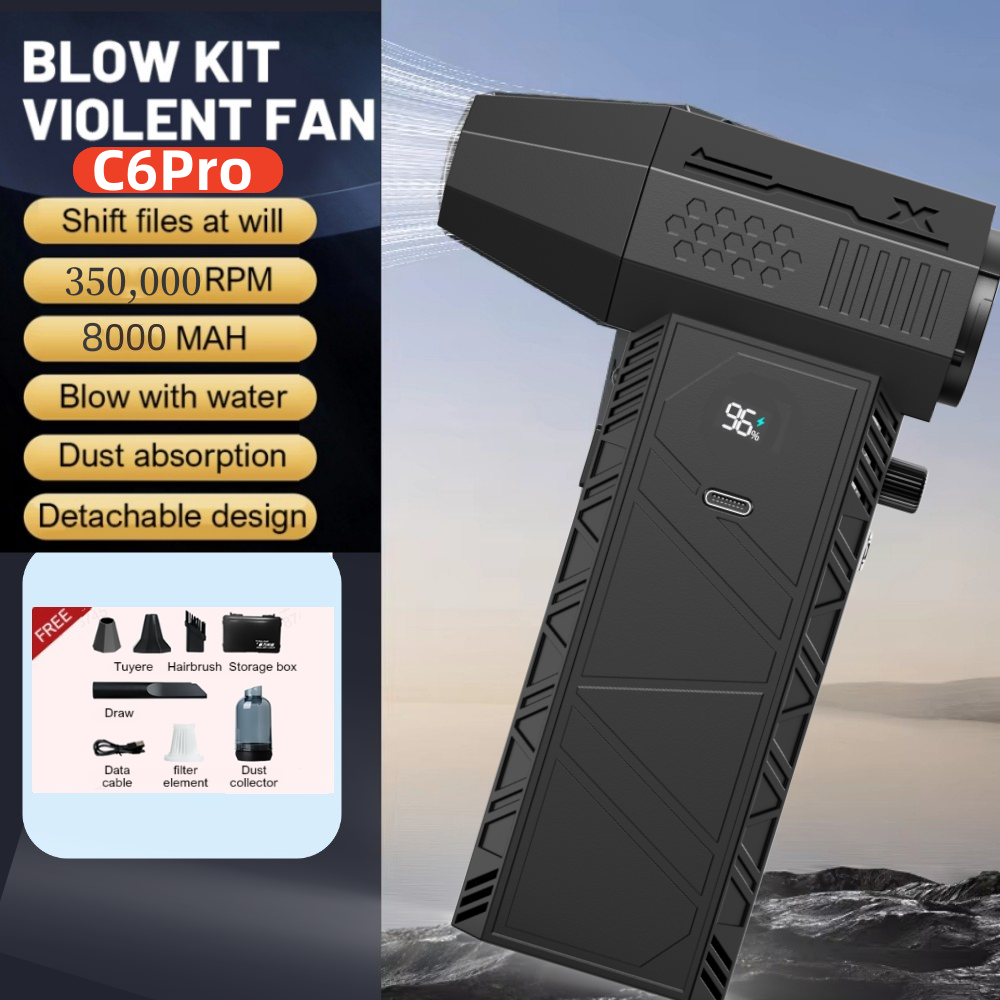 350000 RPM Starke Luft Gebläse C6/C6Profi Turbo Fan Gebläse Bürstenlosen Turbo Jet Fan Drahtlose Auto Vacunm Reinigung Staub Blätter blasen: Silber