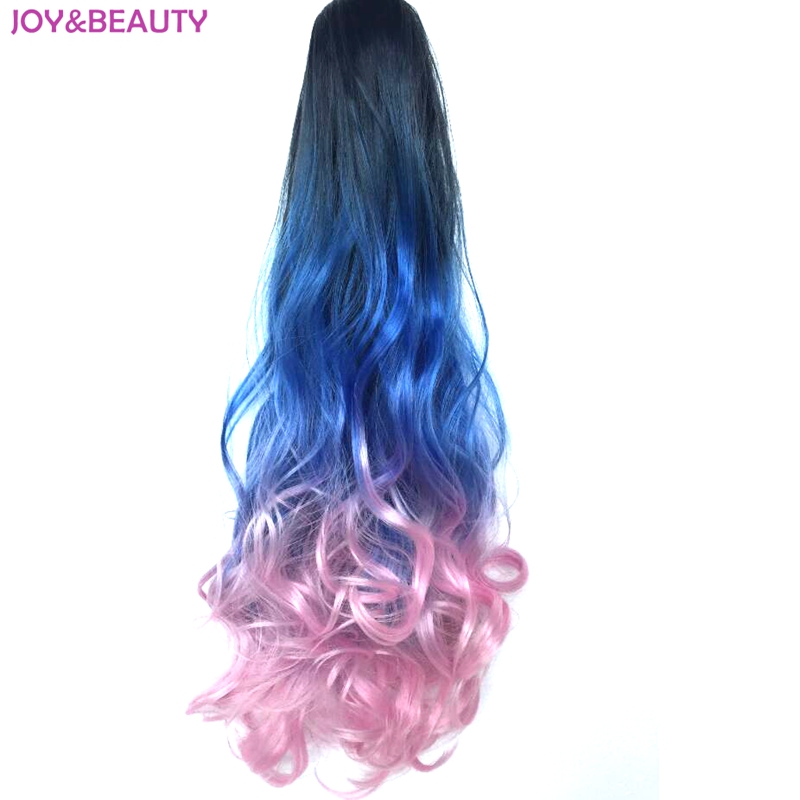 JOY & BEAUTY-coleta de fibra sintética de alta temperatura, coleta ondulada larga, Color ombré, 22 pulgadas, pinza para extensión de cabello