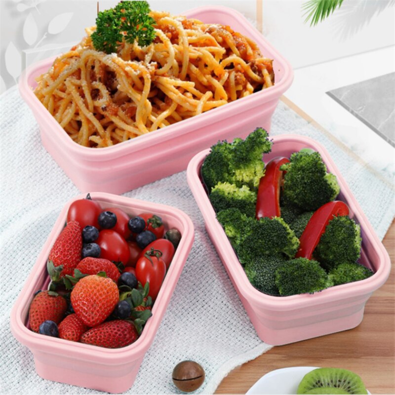 Fiambrera plegable de silicona, caja de Bento para frutas y verduras, utensilios de cocina, contenedor de alimentos, Bol, herramientas de cocina, accesorios de cocina