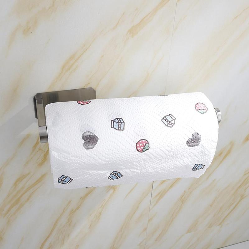 Soporte de marco de papel higiénico montado en la pared de acero inoxidable, gancho de baño para el hogar, organización de rollos de colgadores de papel para toallas