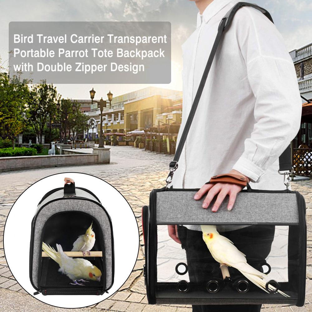 Bird Travel Carrier Transparent Bird House Portable Parrot Tote Backpack With Double Zipper Bird Cage