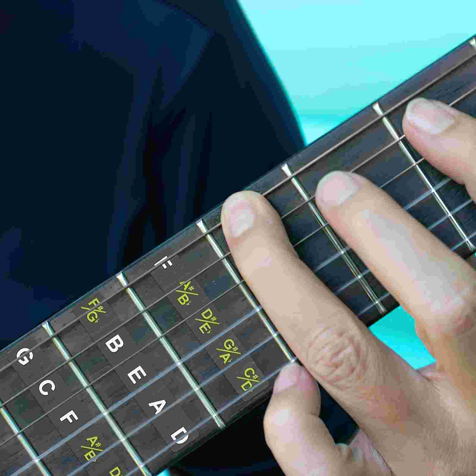 2 Stück Gitarren-Griffbrett-Aufkleber, Griffbrett-Notizen, Gitarren-Trainer-Notizen, Maßstab-Aufkleber, Gitarrenzubehör, Musikinstrumente