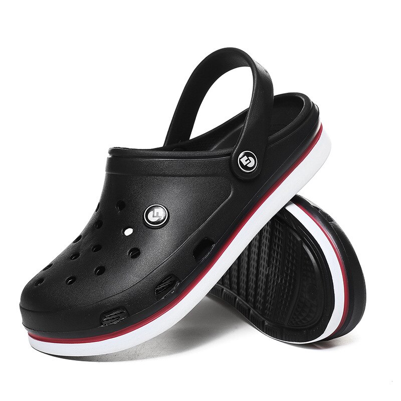Oein sandaler herre tresko tøfler bunn strandsandaler menn tresko sandal komfortabel pustende ankelomslag eva soft: Svart / 40