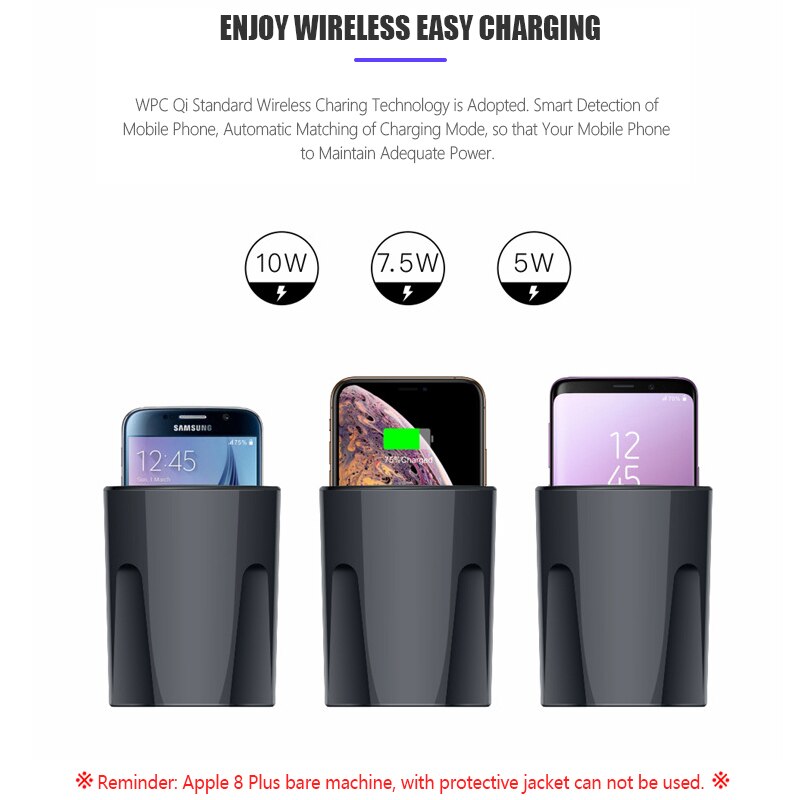 10w hurtig bil trådløs oplader kop til iphone 11 pro xs  xr 8 samsung  s20 s10 med usb-c type-c pc hurtig opladning trådløs oplader