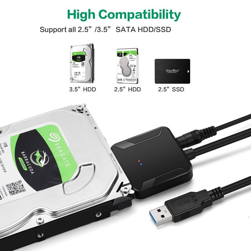 Convertidor de Cable adaptador SATA USB3.0 Cable USB 3,0 de 22 pines a SATA con adaptador UE EE. UU. Reino Unido para disco duro HDD de 2,5 pulgadas y 3,5 pulgadas