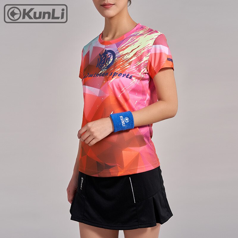 Kunli short sleeved tennis shirt women outdoor sports badminton clothing running clothing T-shirt basketball Volleyball shirt