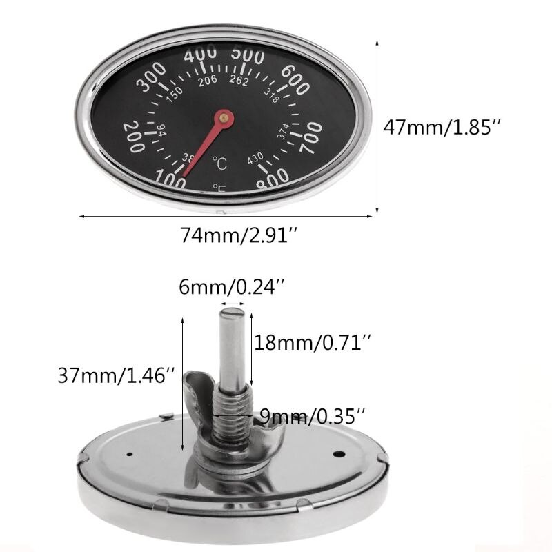 800 ℉ oval bbq grop rökare grill termometer ratten temperaturmätare byte