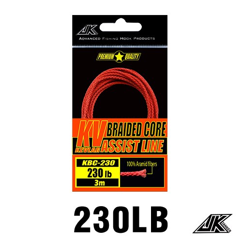 JK KBC 100/150/190/230/310LB Assist Line Kevlar Strong Braided 8 Strand Weaves Red Fishing Line Binding Jigging Hook Assist Lure: KBC-230LB -3M
