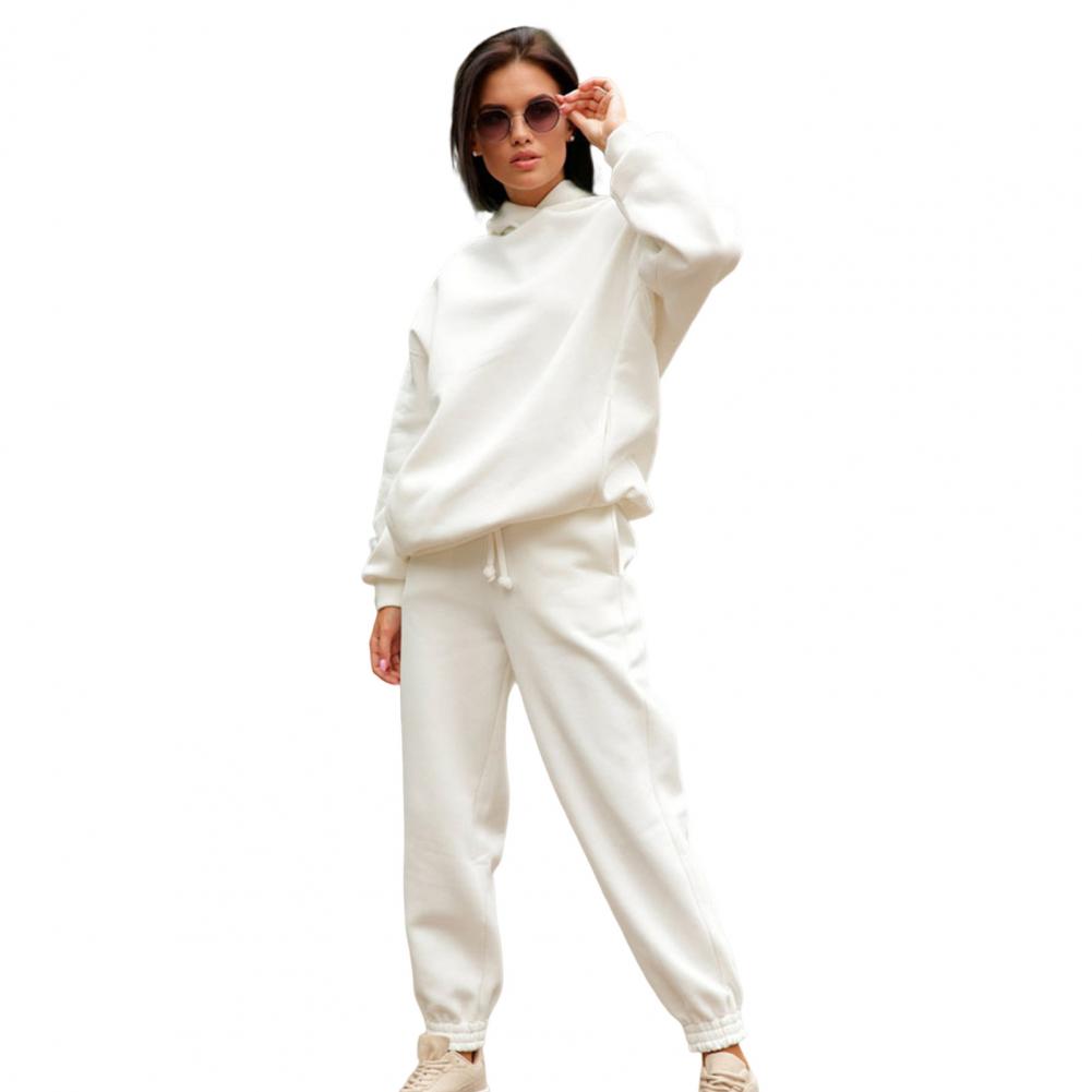 Oversized Hoodie Sweatpants Set Two Piece Women Tracksuit Autumn Trouser Suits Thermal Sweatshirt Solid Sports Hoodie Sportswear