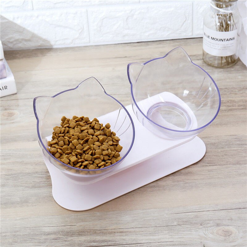 Orthopedic Anti-vomiting Cat Feeder Dog Bowl Transparent AS Material Non-slip Food Bowl With Protection Cervical Transparent Cat