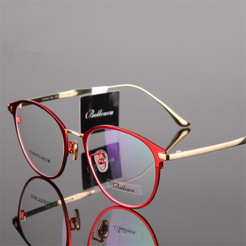 Titanium Bril Ronde Bijziend bril Bril Mannen/Vrouwen Brillen Two-tone Cat Eye Bril 950: Rood