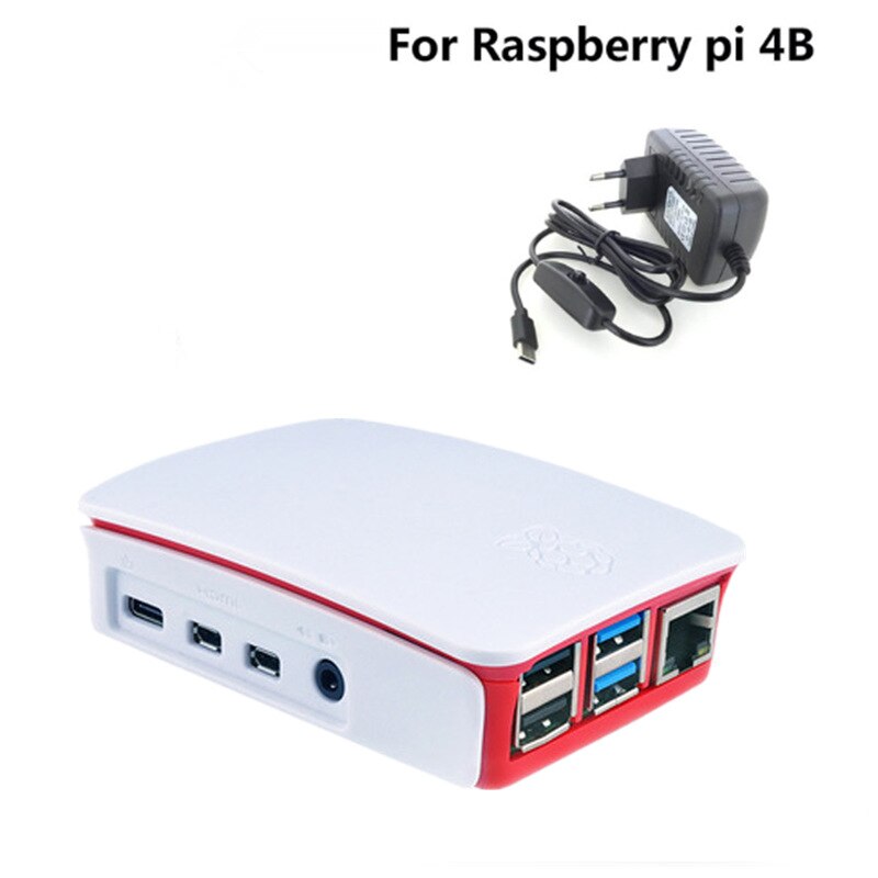 Boîtier pour Raspberry Pi 4 modèle B, boîtier officiel avec dissipateur de chaleur, adaptateurs d'alimentation, boîtier en plastique ABS, couvercle RPI143: Bundle 3