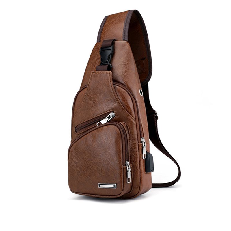 Men's USB Charging Chest Bag for Custom PU PVC Shoulder Bag Diagonal Package Messenger Travel Bag Cross Body Bags