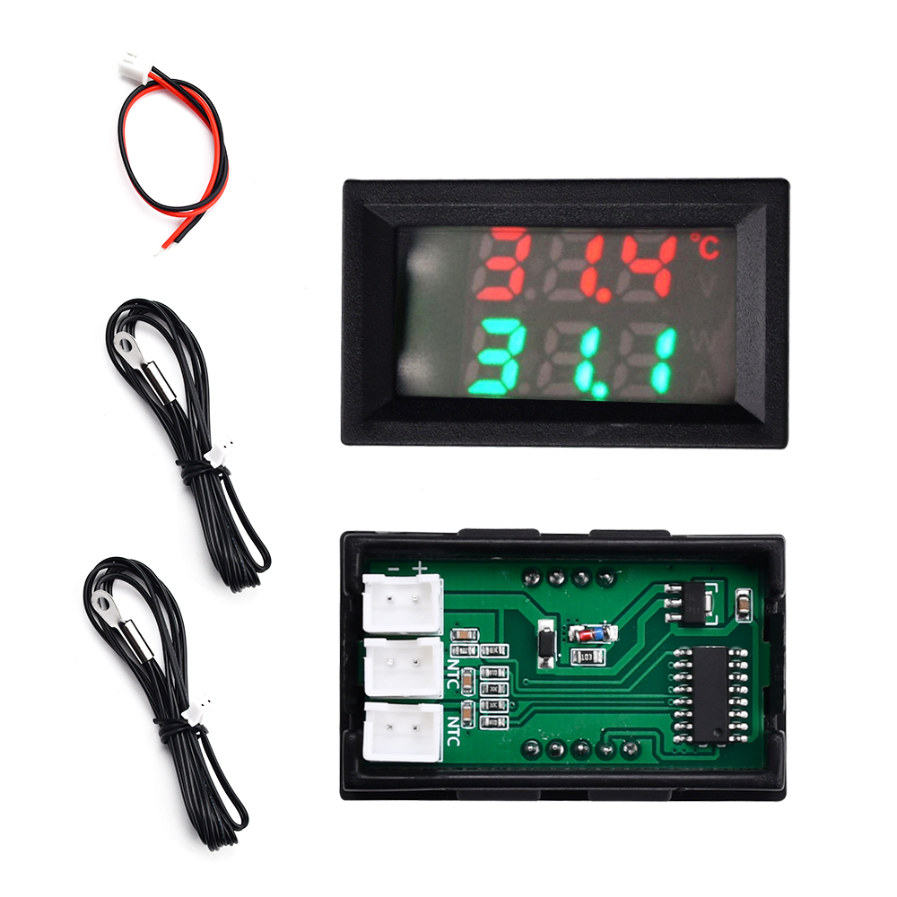 DC 4-30V 5V 12V 24V LED-display Dubbele digitale temperatuursensor Enkele spanning Dubbele thermometer met NTC 10K 3950 sondekabel: WHITE