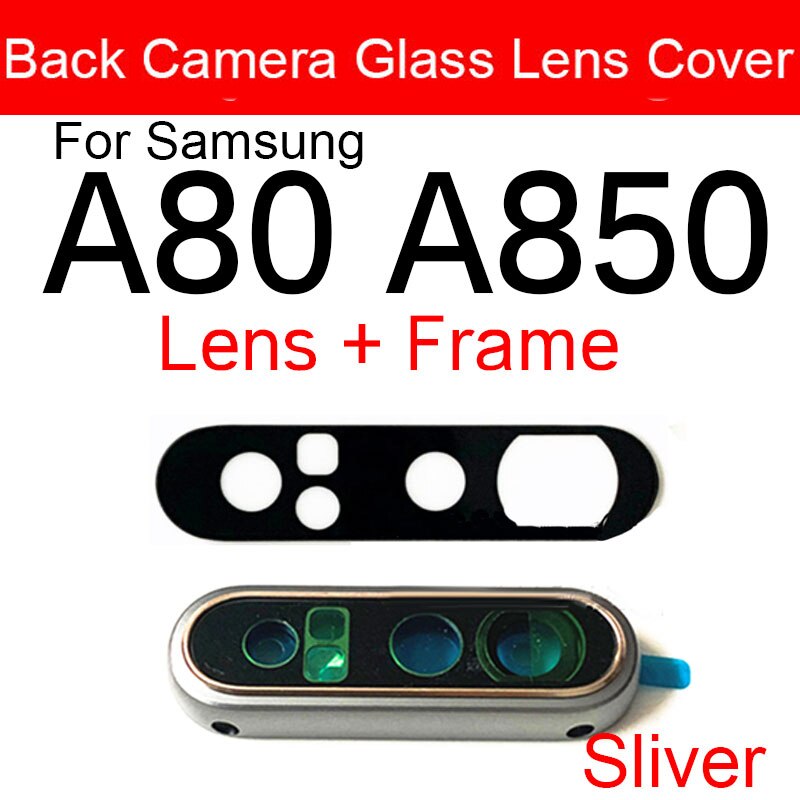 Hinten Kamera Glas Objektiv Abdeckung Rahmen Für Samsung Galaxis A80 A850 A805F Zurück Kamera Glas Objektiv Ring Rahmen Ersatz Teile: silber- rahmen und Len