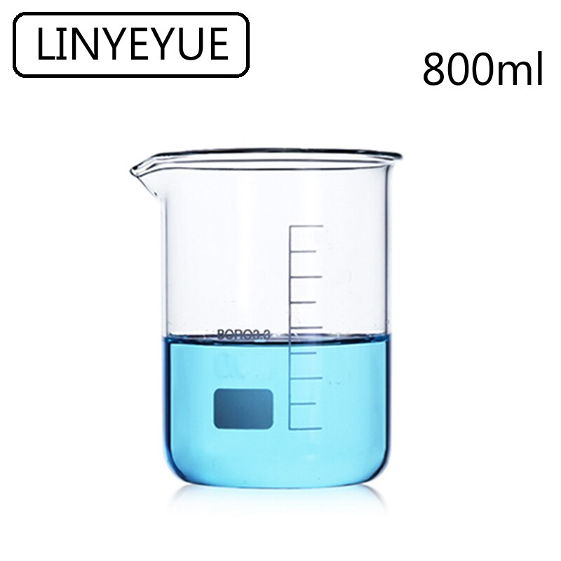 LINYEYUE 800mL Glass Beaker Borosilicate Glass Measuring Cup high temperature resistance Laboratory Chemistry Equipment