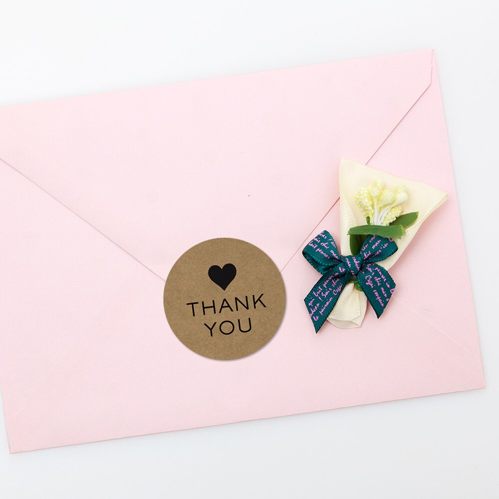 Round Labels Handmade Kraft Paper Packaging Sticker for Candy Dragee Bag Box Packing Bag Wedding Thanks Stickers