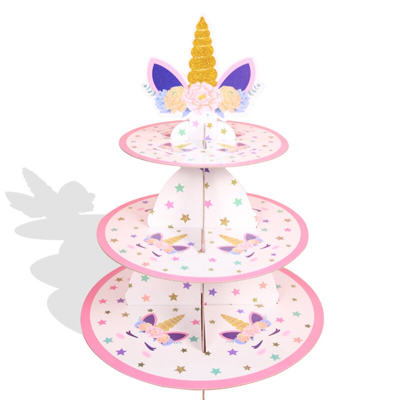Party Cake Stand Wegwerp Papier Bruiloft Verjaardag Partij Taart Plaat Stand Opvouwbare Dessert Houder Display Plank 3 Tier Cake Rack