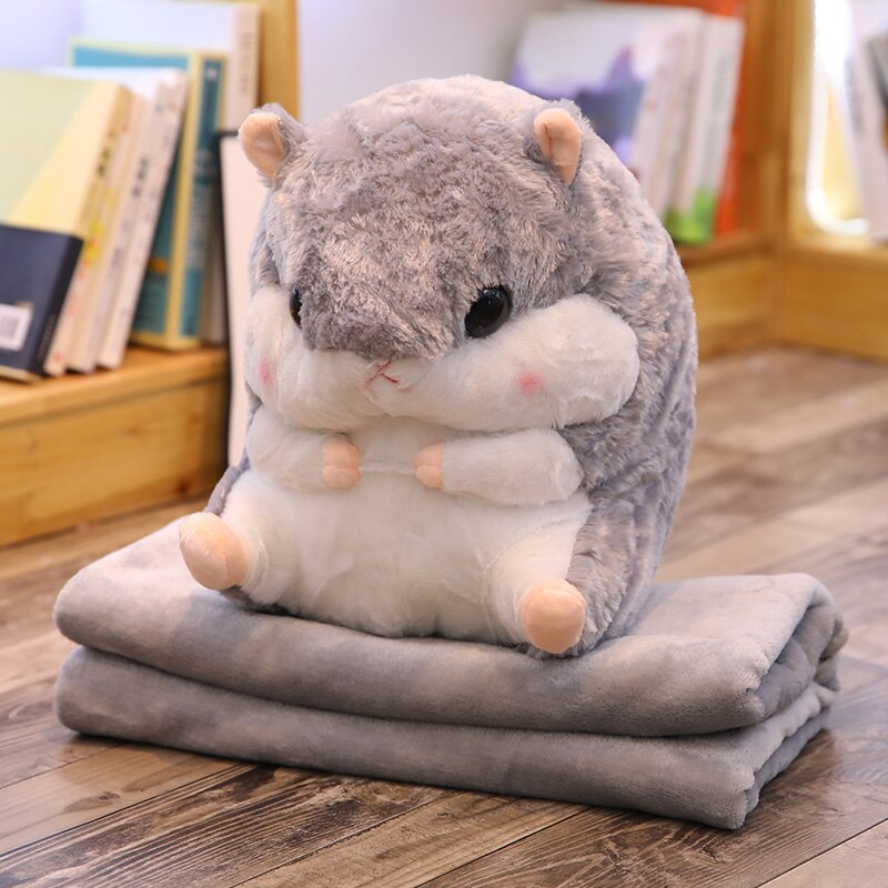 Söt hamster kudde kudde varm hand kudde korall fleece filt multifunktionell filt kudde födelsedag heminredning