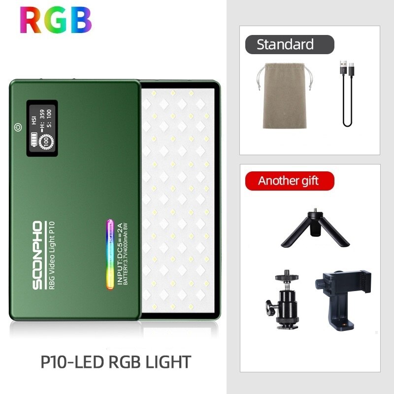 SOONPHO – lampe de remplissage P10, rvb 2500K-8500K, CRI 97, batterie intégrée, éclairage pour Studio de tournage + trépied: YELLOW