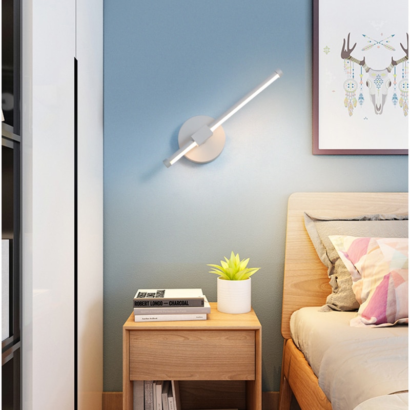 Moderne ledet vegglampe til soverom stue studie rom justerbare hjem deco vegglamper hvit svart ferdig 90-260v